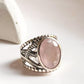 Rose Quartz Statement Twig textured Band 925 Sterling Silver Ring