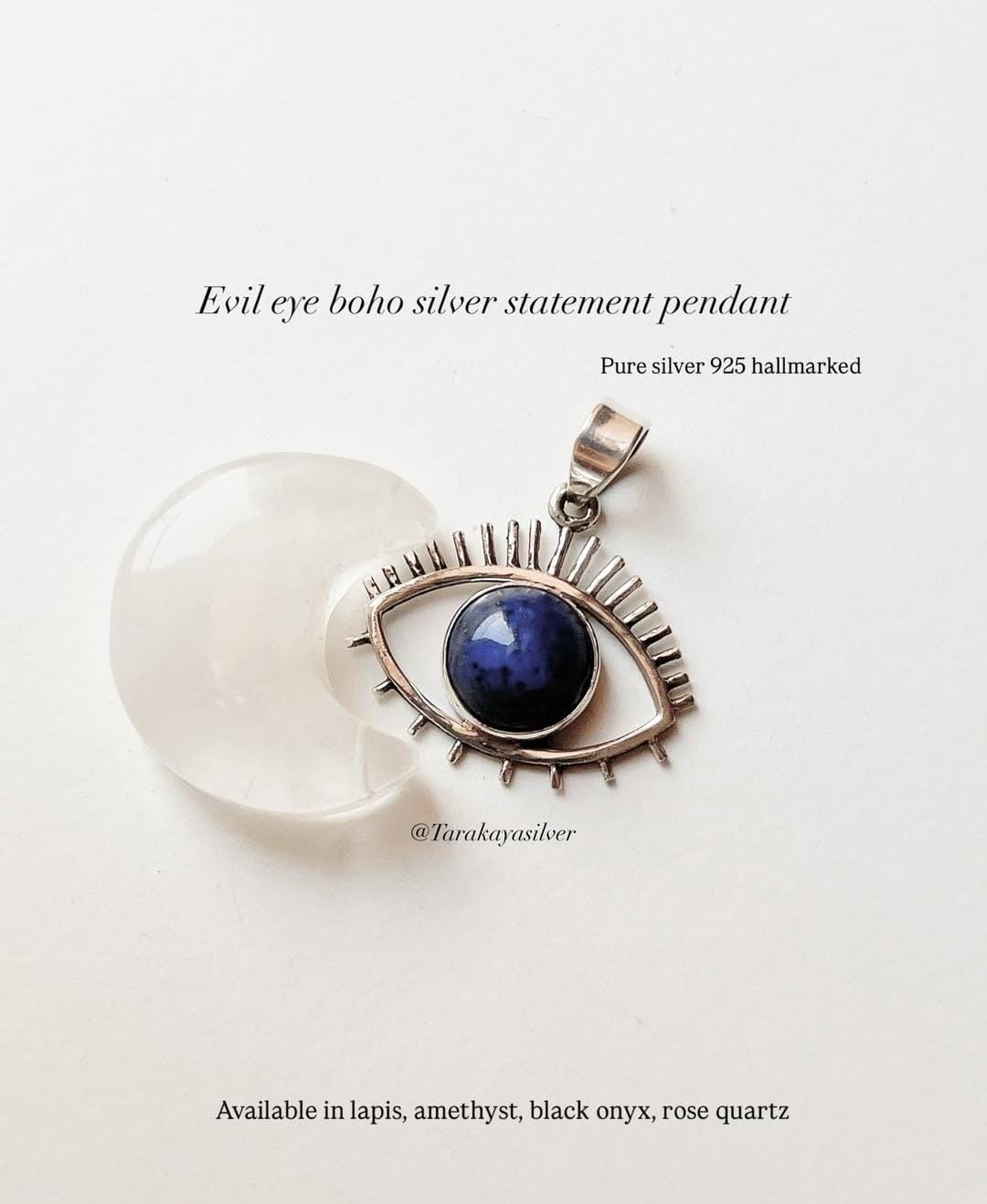 Lapis Lazuli Evil Eye 925 Sterling Silver Pendant