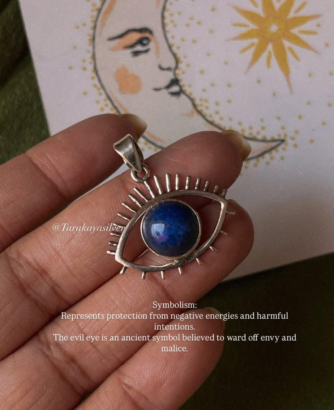 Lapis Lazuli Evil Eye 925 Sterling Silver Pendant