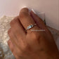 925 silver ring with three blue topaz stones  