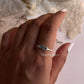  Minimalist three stone blue topaz ring in silver