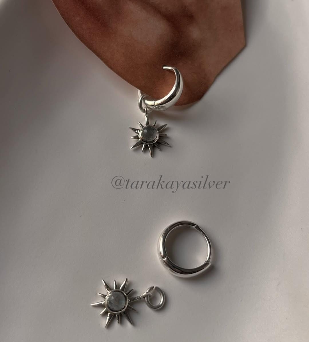 Sunshine Moonstone Plain 925 Sterling Silver Huggies