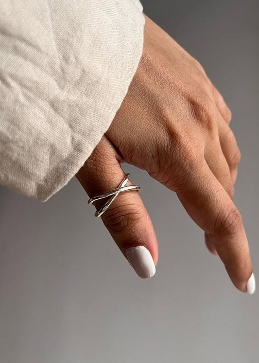 Minimalist 925 Sterling Silver two bands ring