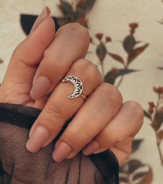 Boho Moon 925 Sterling Silver Ring