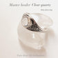 Clear Quartz Master Healer Round Boho 925 Sterling Silver Ring