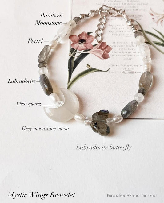 Mystic Wings handcrafted natural silver bracelet with unique design  