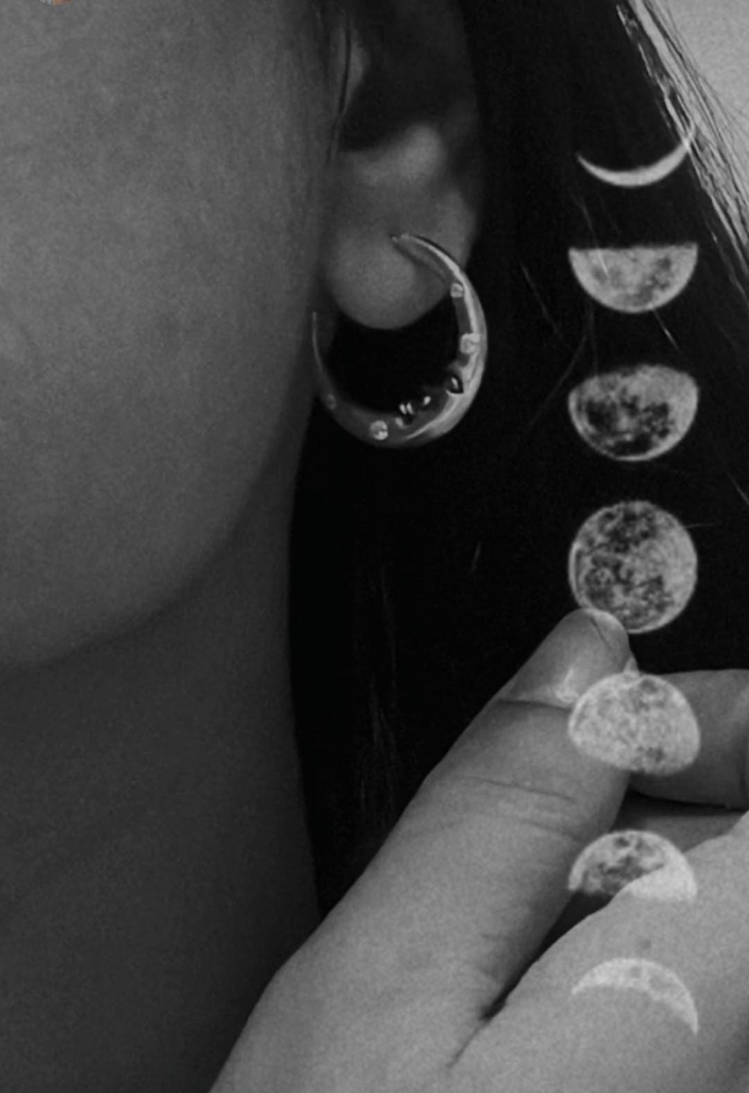 Celestial Charm -Crescent Moon Face Cz studded 925 Sterling Silver Half Hoops