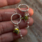 Freshwater pearl and green removable charms silver Italian hoops  