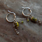 Elegant Italian silver hoops with freshwater pearl and green charms  