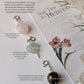 Healing crystal charm set with rose quartz, pyrite, and pearl