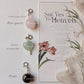 Rose quartz, pyrite, and green aventurine crystal charm set  