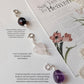 Healing gemstone charm set with rose quartz, amethyst, and garnet
