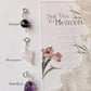 Rose quartz heart, amethyst tumble, and garnet diamond cut crystal charm set  