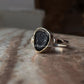 Blue coconut druzy geode with moonstone 925 silver ring  