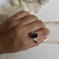 Natural red coconut druzy and garnet silver ring for statement style