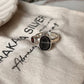 Artisan crafted silver ring with garnet and druzy geode centerpiece  