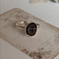 Sterling silver ring with red coconut druzy and garnet gemstone