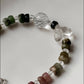 Handmade gemstone bracelet with tourmaline, quartz, and sterling silver  