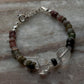 Healing crystal bracelet with multi tourmaline and clear quartz in silver  