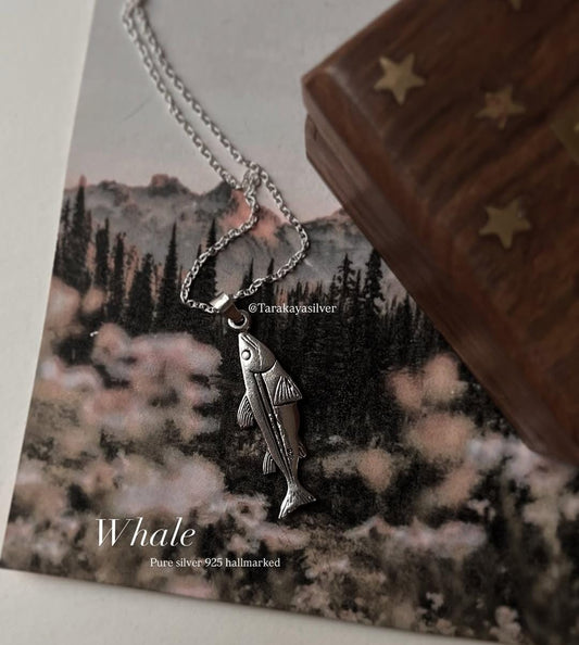 Whale fish 925 silver pendant for ocean lovers  