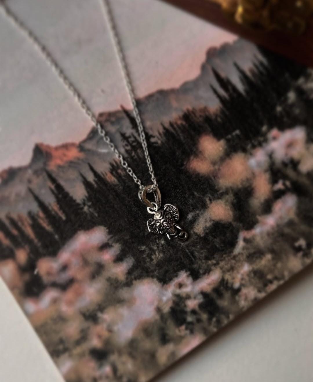925 sterling silver Ganesha pendant with boho design  