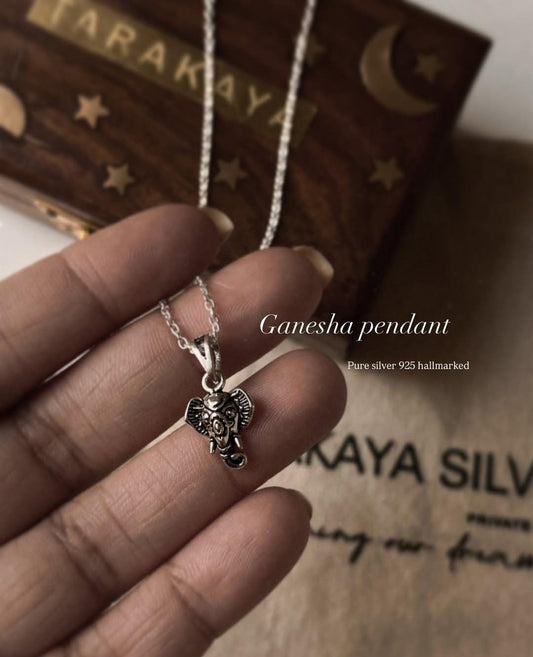 Boho Ganesha 925 silver pendant for spiritual style  