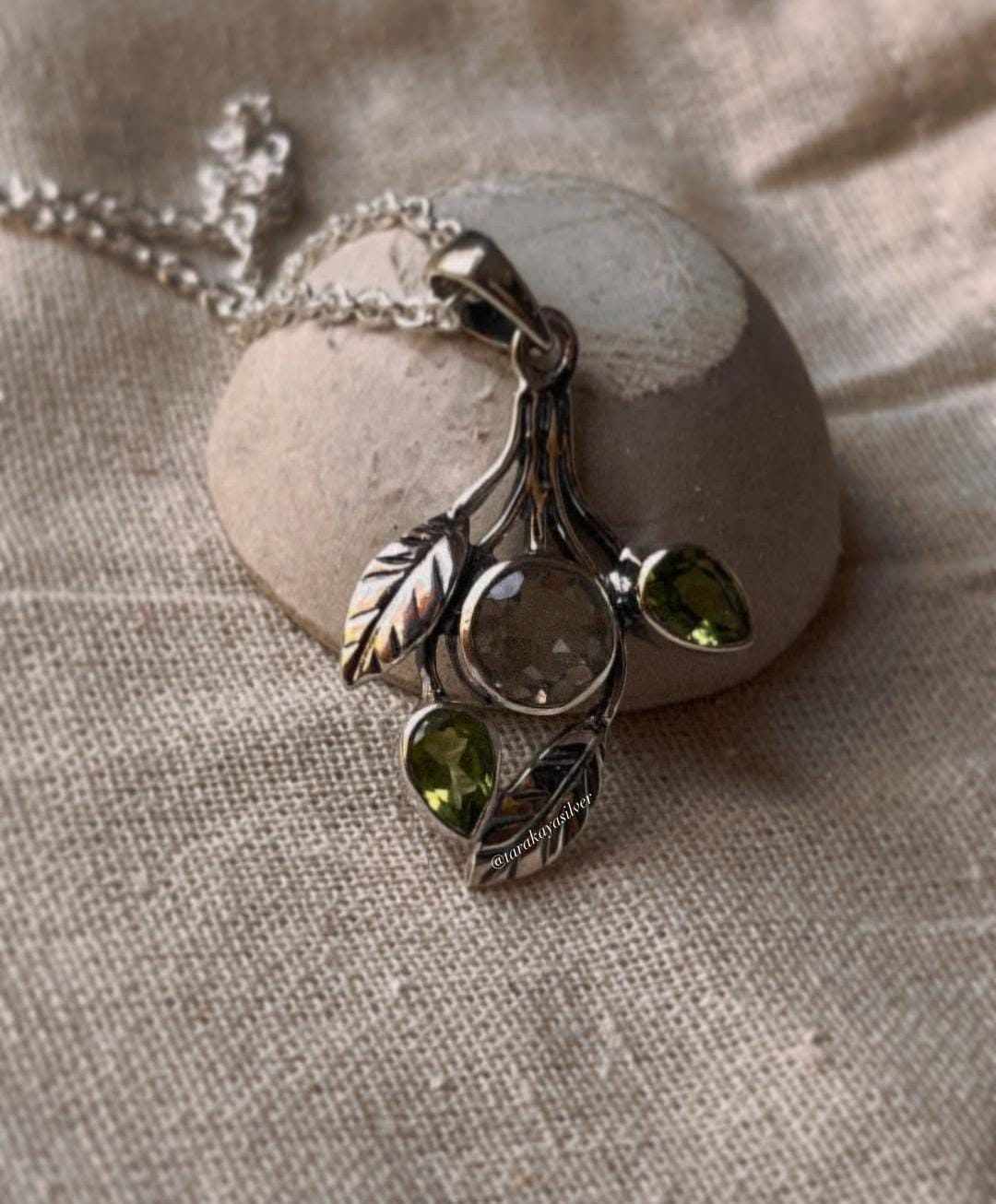 Peridot Green Amethyst Forest 925 Sterling Silver Pendant