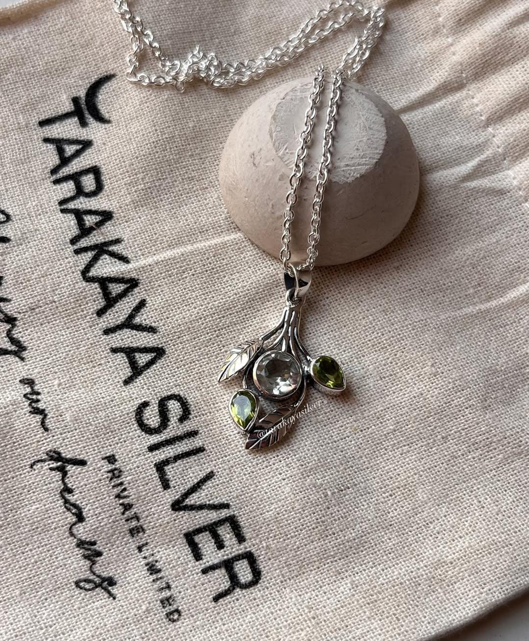 Peridot Green Amethyst Forest 925 Sterling Silver Pendant