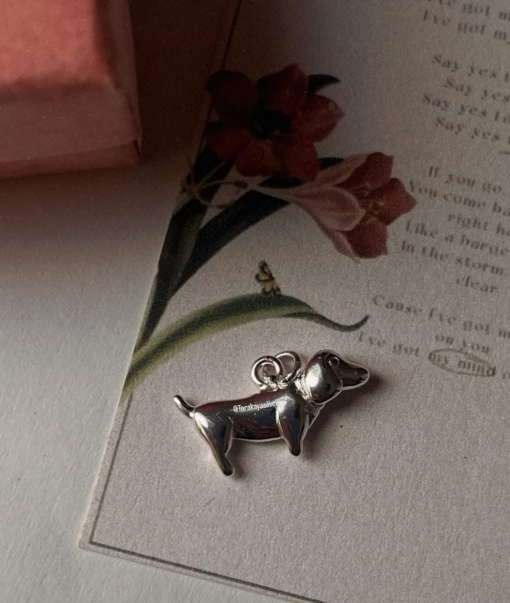 925 silver dachshund pendant for dog-themed jewelry  