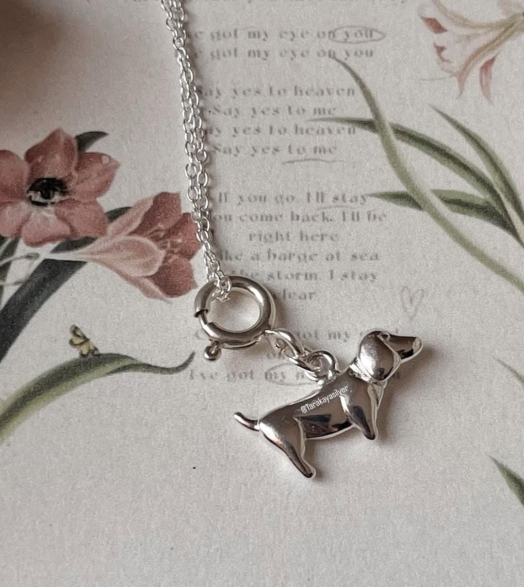 Miniature dachshund charm in high-quality sterling silver  