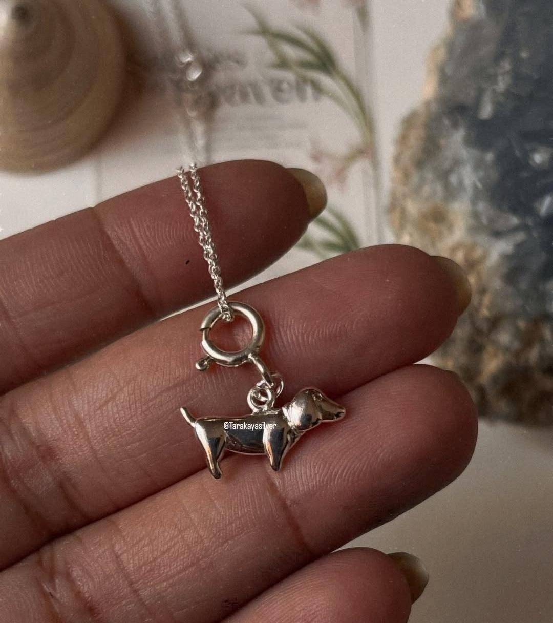 Sterling silver sausage dog charm for animal jewelry  