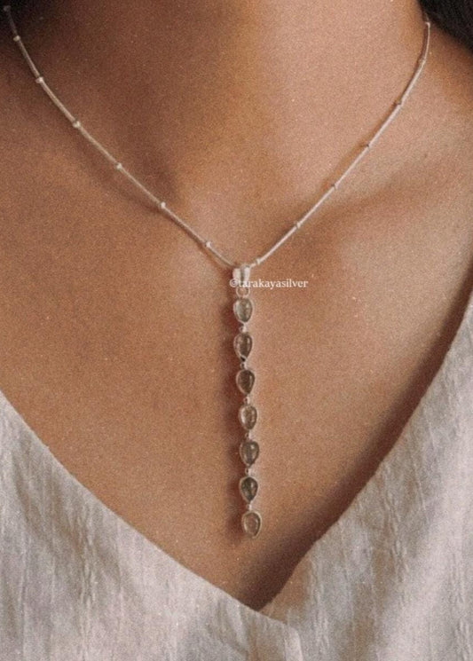 Faceted pink tourmaline pear pendant on 925 sterling silver chain  