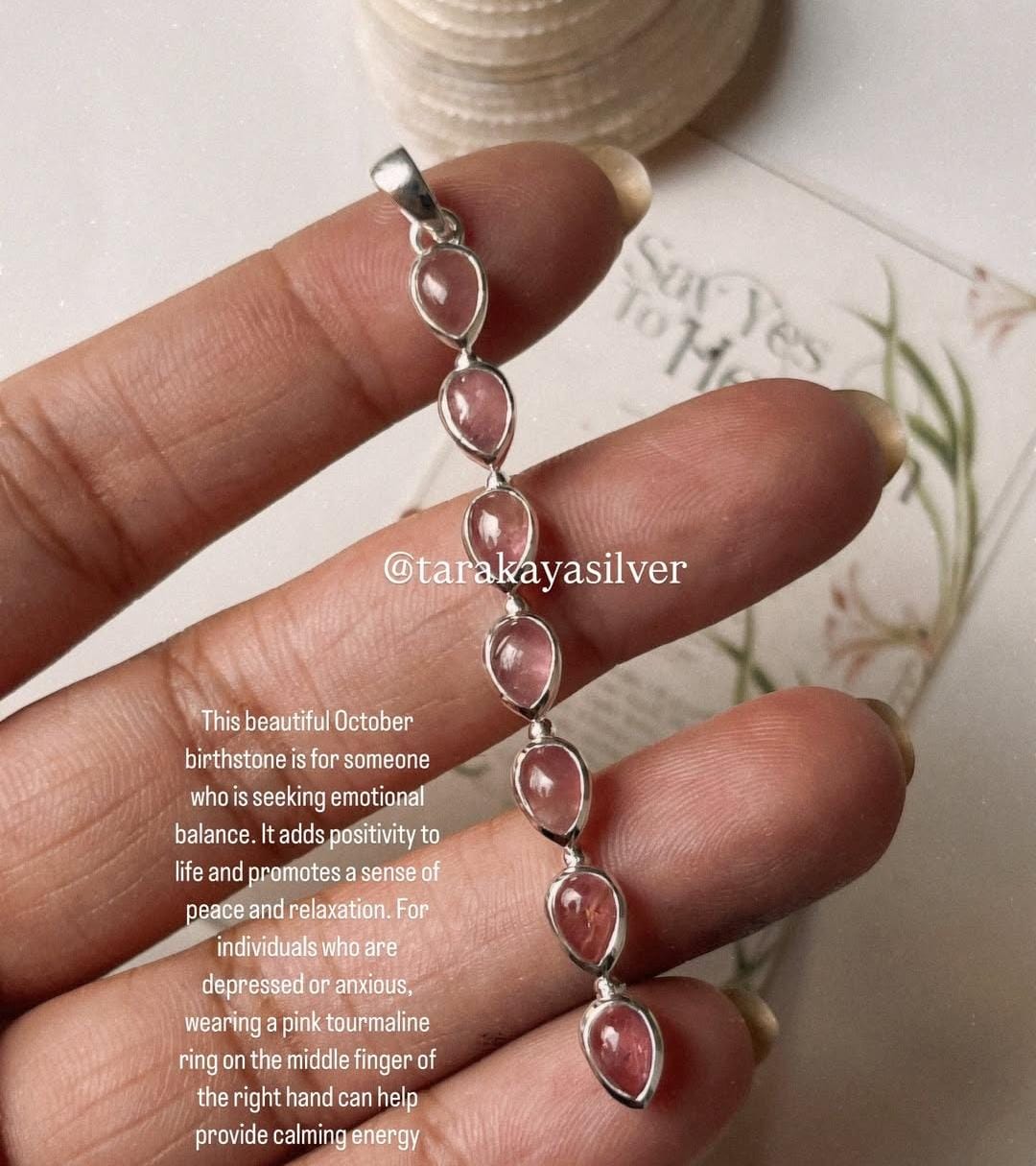 925 silver pendant with pear-cut pink tourmaline  