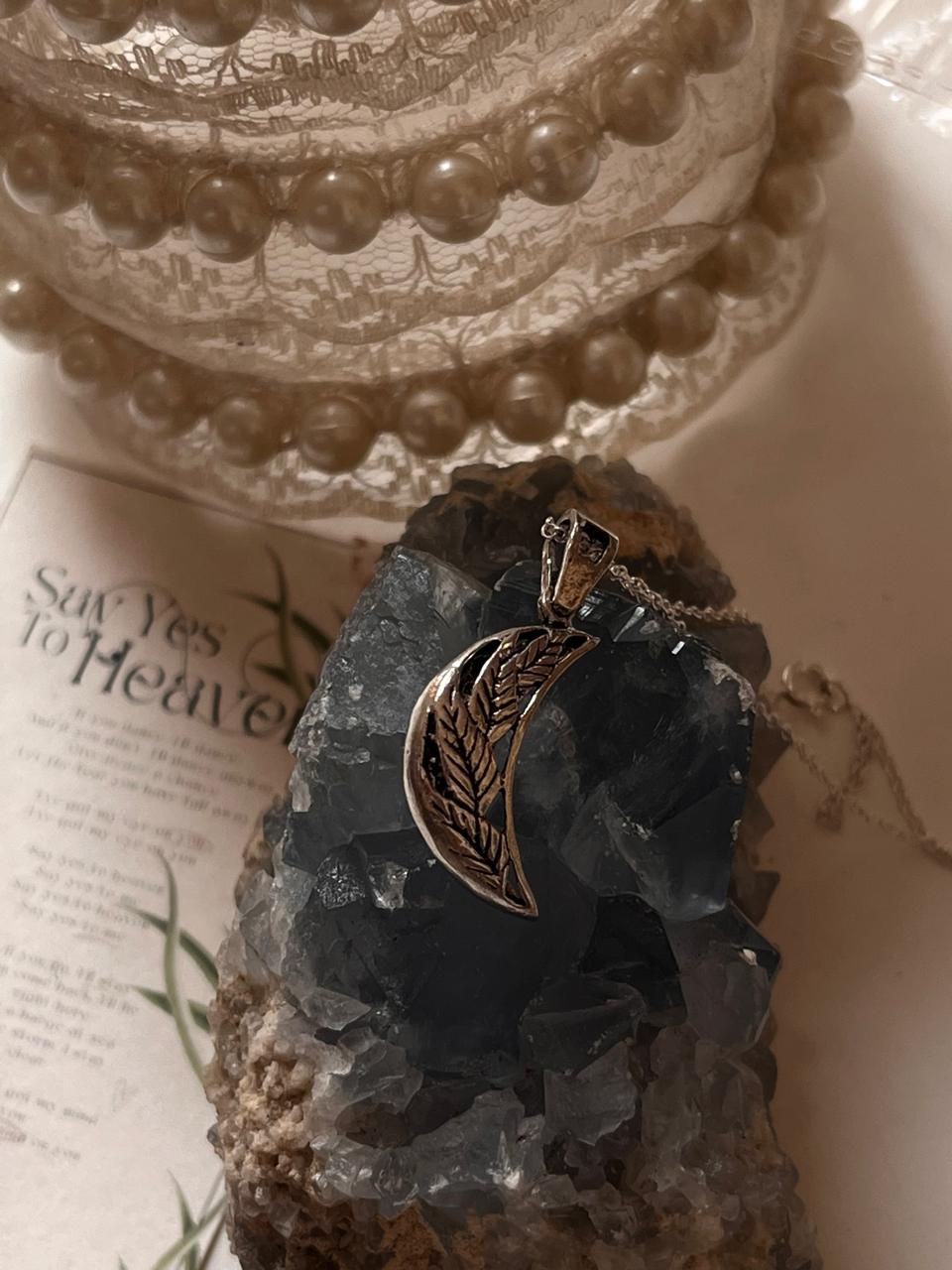 Floral Moon Pendant Necklace in Sterling Silver