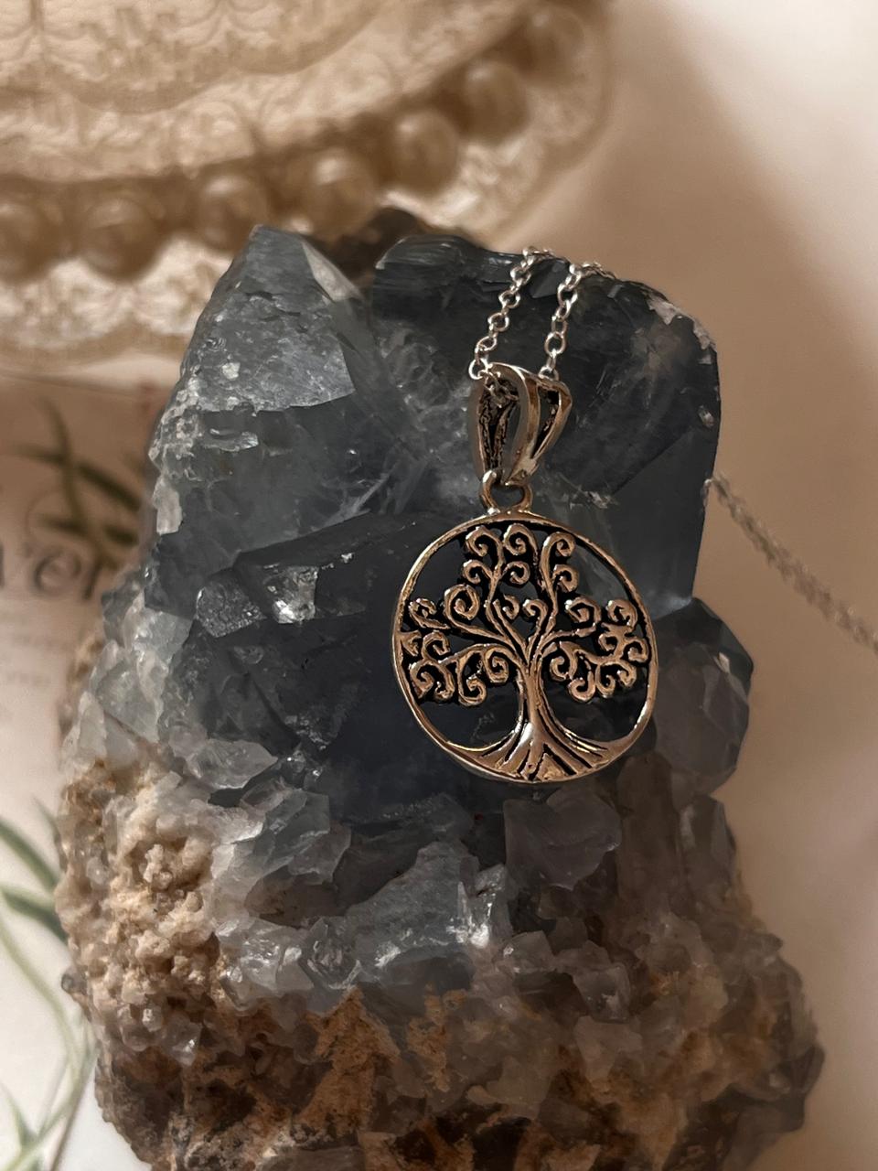 Tree of Life Silver Necklace with Detailed Design  