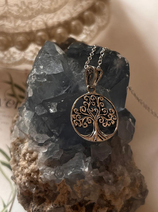 Tree of Life Silver Necklace with Detailed Design  