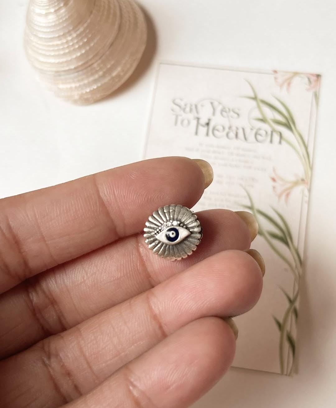 Evil Eye symbol 925 silver Pandora charm for good luck