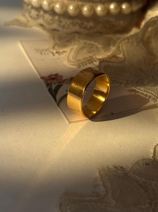 Gold Vermeil Thick Band Plain 925 Sterling Silver Ring