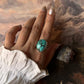 Faux Turquoise Big Oval 925 Sterling Silver Ring