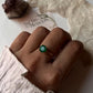 Gold Vermeil Green Onyx Round Solitaire 925 Sterling Silver Ring