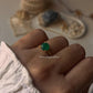 Gold Vermeil Green Onyx Round Solitaire 925 Sterling Silver Ring