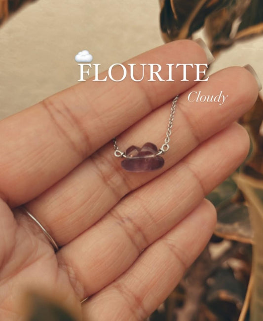 Fluorite Cloud Crystal 925 Sterling Silver Necklace