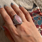 Rose Quartz Boho Oval Statement 925 Sterling Silver Ring