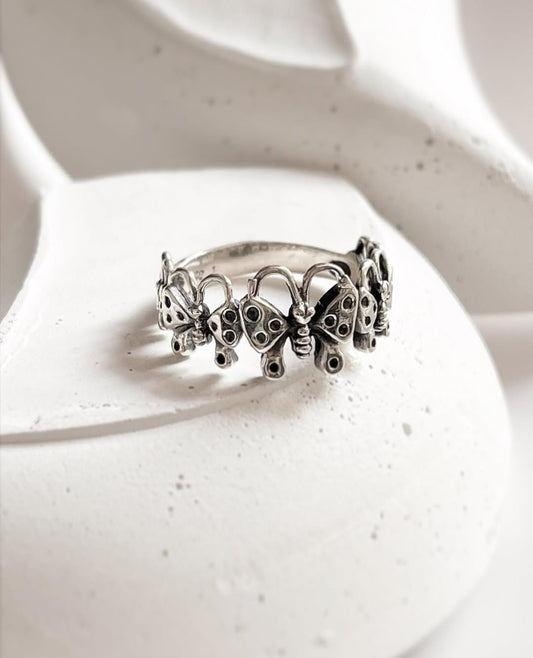 Butterflies Band 925 Sterling Silver Ring