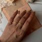 Gold Vermeil Textured & Thin Link Stack Set 925 Sterling Silver Ring