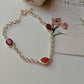 Carnelian 3 Stone 925 Sterling Silver Bracelet