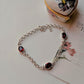 Garnet 3 Stone 925 Sterling Silver Bracelet