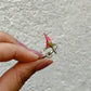 Crescent moon and flower design silver ring  