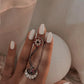 Antique Kundan Meenakari Chand Double 925 Sterling Silver Ring