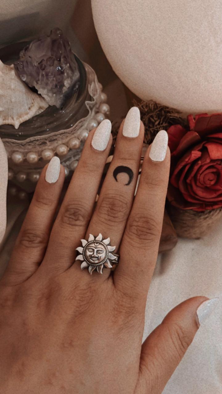 Surya Dev / Sun / Sooraj Tribal Adjustable 925 Sterling Silver Unisex Ring